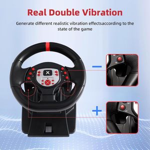 Volante y Pedales de Juego 7 en 1, 180 °   Volante de Carreras <span class=keywords><strong>para</strong></span> PC con Palancas de Cambio <span class=keywords><strong>para</strong></span> PS3, Playstation <span class=keywords><strong>3</strong></span>, Switch, PS4 - Product Image 5