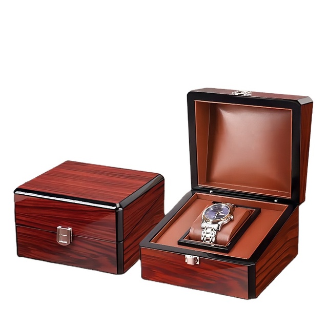 Wholesale Custom logo Luxury Wooden Watch Box Watch Storage Single Gift Cases  Watch Packaging Boxes & Cases
