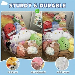 <span class=keywords><strong>Housse</strong></span> de <span class=keywords><strong>chaise</strong></span> de rangement de jouets pour enfants en Pvc Transparent haute capacité, grand sac de rangement de poupée de tabouret de rangement de jouets en peluche imperméable - Product Image 4