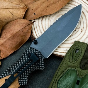 Navaja Plegable de Acero Inoxidable con Mango de Madera, Hoja Serrada de Punta Caída, Táctica, para Camping y Exteriores, OEM - Product Image 2