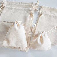 Vente flash - Pochette anti-poussière de couleur naturelle, logo personnalisé imprimé, petite pochette en coton avec cordons