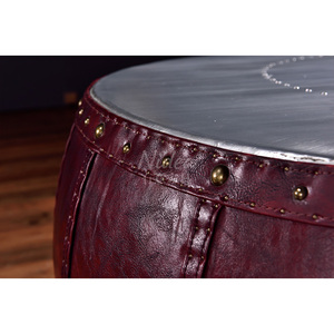 Tavolino da Caffè LOFT Originale a Forma di Tamburo in Alluminio con Rivetti, Stile <span class=keywords><strong>Industriale</strong></span>, Fatto a Mano, Durevole, <span class=keywords><strong>Arredamento</strong></span> per <span class=keywords><strong>Soggiorno</strong></span> - Product Image 3