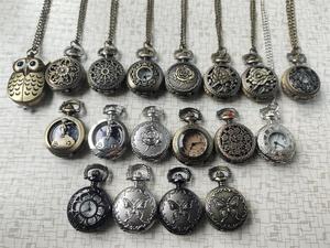 세련된 빈티지 석영 포켓 시계 Steampunk 남여 공용 펜던트 플립 중공 블랙 브론즈 실버 골드 시계 시계 다양한 스타일 - Product Image 2