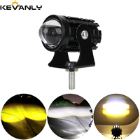Lampu kabut LED mobil Amber putih, lampu sorot rendah tinggi dua warna kuning, lampu depan sepeda motor skuter, lampu tambahan aluminium baru