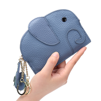 Dompet Kulit Mini Motif Gajah Kartun Grosir, Dompet Koin Resleting Lucu untuk Anak Perempuan, Tempat Kartu dengan Logo Kustom