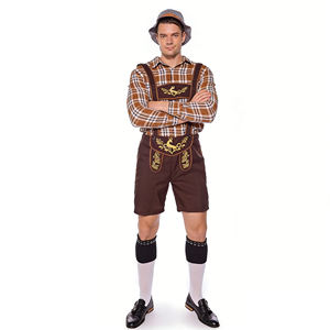 Ensemble bavarois à bretelles pour <span class=keywords><strong>homme</strong></span> - <span class=keywords><strong>Tenue</strong></span> traditionnelle allemande pour l'Oktoberfest, motif écossais, idéal pour les festivals - Product Image 2