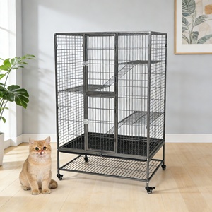 2/3/4-laags draadgaas kattenverblijf grote binnen metalen kattenkooi met wielen - Product Image 1