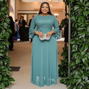MQATZ Nouvelle <span class=keywords><strong>Robe</strong></span> <span class=keywords><strong>en</strong></span> Chiffon Lourd et <span class=keywords><strong>Dentelle</strong></span> Grande Taille pour Femmes Africaines, Européennes et Américaines – Collection Luxe <span class=keywords><strong>en</strong></span> Promotion - Product Image 1