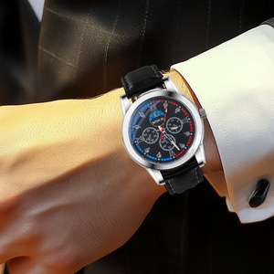 New model business watch - quartz sports watch with casual leather strap for men - Product Image 5
