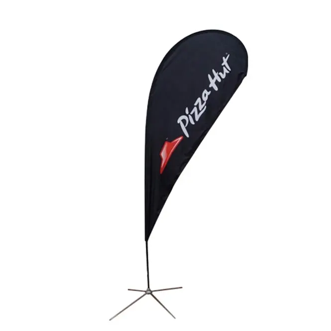 Bannière volante publicitaire double face en tissu aluminium Standard en forme de goutte d'eau, drapeaux de plage pour la foire