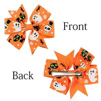 Lazos para el Cabello de Halloween con Diseños Variados, Pinzas para el Cabello con Cinta Estampada de Fantasmas, Calabazas y Arañas para Niñas Pequeñas, Accesorios para Disfraces de Fiesta