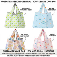 Sac fourre-tout pliable extensible robuste JOYBI au design personnalisable, grand sac de courses réutilisable en polyester 190T