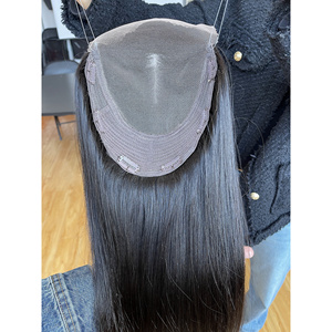Precio de Fábrica al por Mayor Cabello Humano Europeo Virgen Negro Natural 5*5 para Lace Front + 8*8 Toppers Mini Peluca Sin Pegamento Pre-Arrancada - Product Image 1