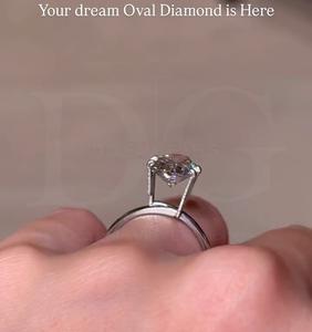 Anillo de compromiso de diamante ovalado, anillo de diamante cultivado en laboratorio ovalado, anillo de Halo oculto, anillo de oro blanco/amarillo/rosa, anillo de diamante para ella - Product Image 3