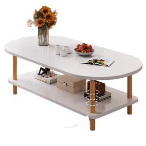 Mesa de Centro Redonda Irregular de Alta Gama con Dos Estantes y Esquinas Redondeadas para Sala de Estar, Mueble para el Hogar con Marco de Madera de Tamaño Pequeño, ¡Gran Oferta! - Product Image 6