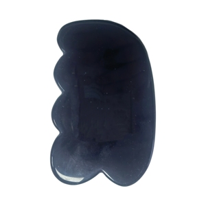 Tabla de Gua Sha Ondulada de Obsidiana Negra Natural, Piedra de Masaje de Cristal para Rostro, Cuello y Cuerpo, Lifting Facial, Spa, Cuidado de la Piel, Herramienta de Belleza - Product Image 2