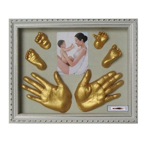 Plâtre de <span class=keywords><strong>pied</strong></span> de bébé 3D DIY, souvenir créatif, couleur or et argent, préserver chaque détail précieux - Product Image 1