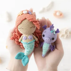 Grosir Boneka Mermaid Mini Amigurumi Crochet Buatan Tangan Kustom Boneka Mermaid Mini