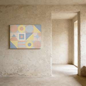 Décoration Murale Rose Bleu Jaune, <span class=keywords><strong>Peinture</strong></span> sur Toile Abstraite Texturée Épaisse, Style Nordique Minimaliste, Ensemble pour Salon - Product Image 6