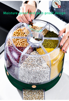 Distributeur de riz et de céréales rotatif à 360° pour cuisine, 6 compartiments, grande capacité 9L, seau de rangement