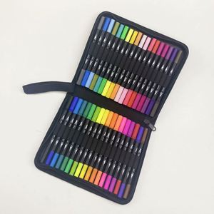 Ensemble de stylos marqueurs double pointe pour dessin et coloriage, avec pointe pinceau souple et pointe fine, logo personnalisé - Product Image 2