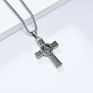 Freemason <b>Cross</b> Necklace Stainless Steel Celtic Knot Pendant Unisex Gift Jewelry - Product Image 4