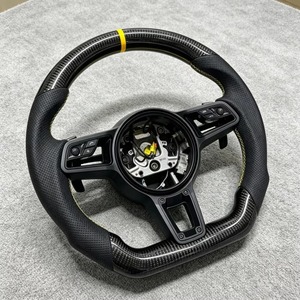 Volante Deportivo de Fibra de Carbono Brillante y Cuero Perforado para Porsche Panamera, Macan, Cayenne, 718, 911, Repuesto para Interior de Auto - Product Image 1