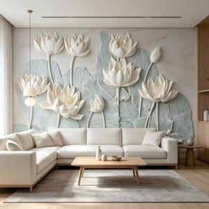 Nouveau papier peint mural <span class=keywords><strong>zen</strong></span> chinois, papier peint en relief 3D réaliste, aspect vertâtre, autocollant mural bleu pour la décoration intérieure <span class=keywords><strong>de</strong></span> la chambre - Product Image 3