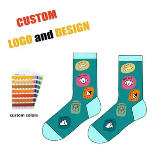 Design proprio calze personalizzate con motivo OEM personalizzate in poliestere con Logo personalizzato ricamato calze fatte