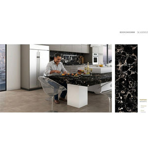 Portoro Argento 800x2400mm Mármol Porcelana Azulejo Negro brillante Antideslizante Chic Decorativo Piedra sinterizada Granito de cuarzo - Product Image 1