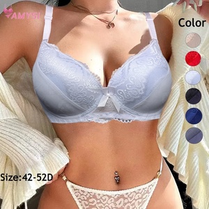 177 #   Soutien-gorge tricoté grande taille pour <span class=keywords><strong>femme</strong></span> 42-52D, style estival tendance, avec armatures fines, dentelle, doux, push-up, respirant, pour usage quotidien - Product Image 1