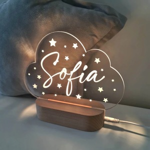Personalized Cloud <b>Night</b> <b>Light</b> With Name Sofia Warm White <b>LED</b> USB Powered Tap Control For Kids Room Decorative Lamp - Product Image 4