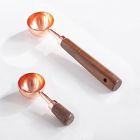Cuillères doseuses portables en acier inoxydable Harmony de haute qualité, écologiques, avec manche long en bois de noyer, pour café, 15 et 30 ml