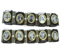 Bracelets réligieux de 6mm, en bois, avec assortiment d'images catholique, icônes de la religion, bijoux extensibles