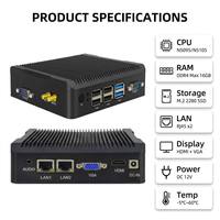 Mini PC Industrial Compacto Sin Ventilador, CPU Opcional, RAM y SSD Personalizables, DC12V, Bajo Consumo, Windows, Linux