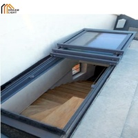 MOQ 1 ensemble, Fenêtre de toit coulissante à persiennes pour maison, avec cadre en alliage d'aluminium, grand verre trempé, solaire, électrique, intelligente et pliable