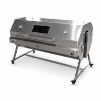 Grill rotatif double en acier inoxydable avec capot isolé, cuisson double face, grande capacité, rôtissoire à charbon de bois