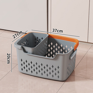 Cesta de lavandería de plástico duradero Asas Cestas de almacenamiento multifuncionales de gran capacidad para uso doméstico Sostenible para uso en la cocina - Product Image 3