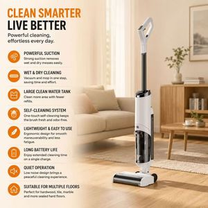 Aspirateur sans fil TKI - Nettoyeur de sols tout-en-un sans fil - Auto-nettoyant - Affichage LED intelligent - Aspiration 181-200 AW - 2600 mAh - Product Image 2