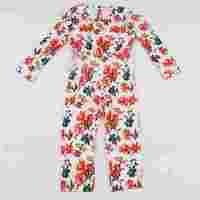 Combinaison à manches longues pour bébé fille, imprimé floral, en coton confortable, décontractée, une pièce, motif de fleurs mignonnes pour enfants