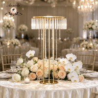 Support de présentation de boule de fleurs géante en métal doré ANNIELU avec perles acryliques pour décorations de mariage et événements