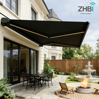 Auvent rétractable électrique à cassette complète, imperméable, motorisé, avec structure en alliage d'aluminium, pour villa, balcon, jardin extérieur, protection contre la pluie