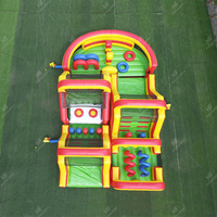 Parcours d'obstacles gonflable bleu et rouge pour enfants et adultes