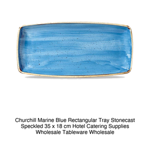 Plateau rectangulaire Churchill Marine Blue Stonecast moucheté 35 x 18 cm – Fournitures hôtelières et traiteur, Vaisselle en gros - Product Image 2