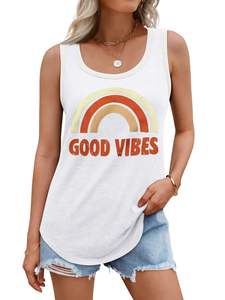 Spandex/ropa de mujer de algodón para mujer suelta Fit Casual Flowy Tank Tops cuello redondo moda sin mangas verano Tops ropa fuera - Product Image 5