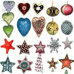 Motifs assortis faits à la main à des fins décoratives et broderie Zari de formes avec des ornements suspendus d'arbre de Noël en perles - Product Image 4