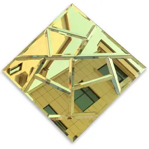 La mosaïque de miroir d'or couvre de tuiles les tuiles auto-adhésives de miroir en verre d'épaisseur de 5mm pour le mur