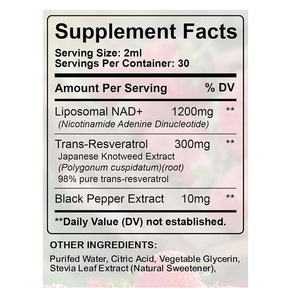 Tùy chỉnh liposomal NAD + Resveratrol giọt chất lỏng cho người lớn hỗ trợ miễn dịch-Xây dựng phù hợp cho nhà máy nhãn hiệu riêng OEM - Product Image 2