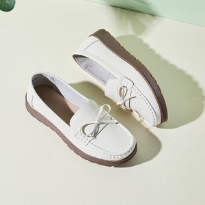 Nouvelles Chaussures d'été en Cuir Véritable pour Femme, Polyvalentes, Décontractées, à Nœud Papillon, Confortables, à Semelle Souple, Type Mocassins pour Maman - Product Image 1