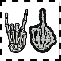 Parches Bordados Personalizados con Logotipo, Diseño de Mano de Esqueleto, Parches Termoadhesivos, Mini Parches de Velcro Personalizados para Motociclistas